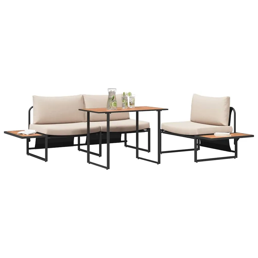 Ensemble de salle à manger pour jardin 3 pcs Taupe Acier - 3