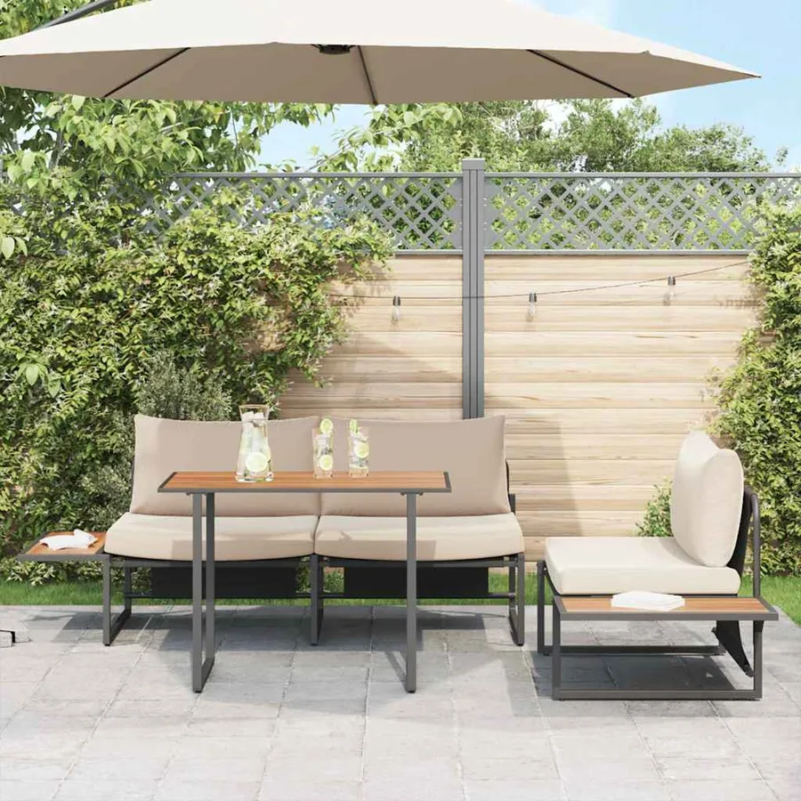 Ensemble de salle à manger pour jardin 3 pcs Taupe Acier - 4