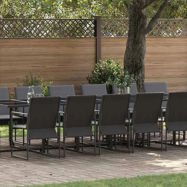 Ensemble de salle à manger pour jardin 17 pcs Noir Acier