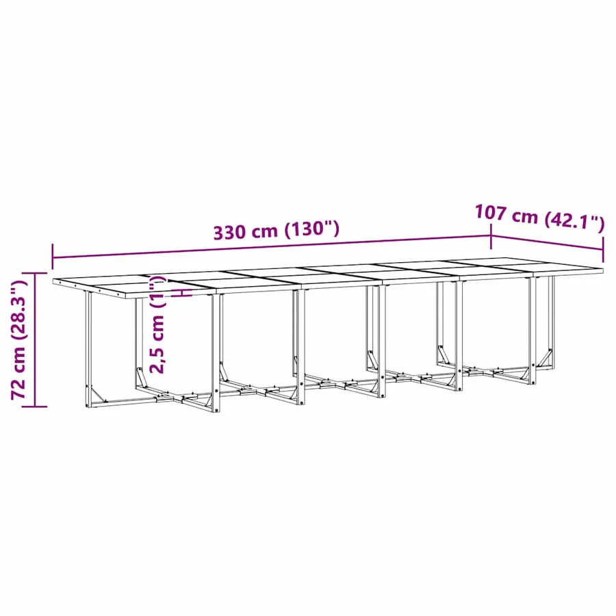 Ensemble de salle à manger pour jardin 17 pcs Noir Acier - 12