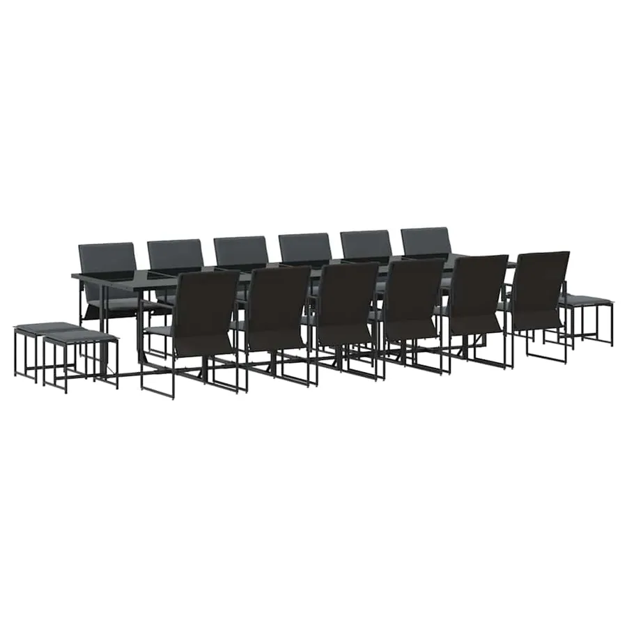 Ensemble de salle à manger pour jardin 17 pcs Noir Acier - 2