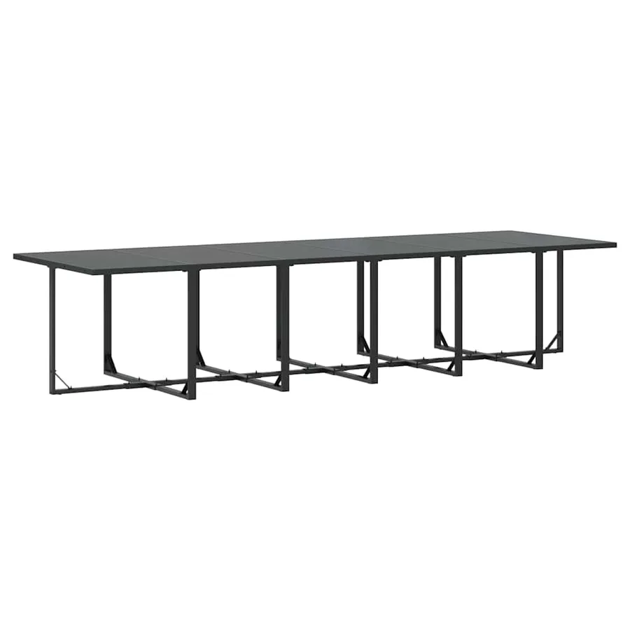 Ensemble de salle à manger pour jardin 17 pcs Noir Acier - 6