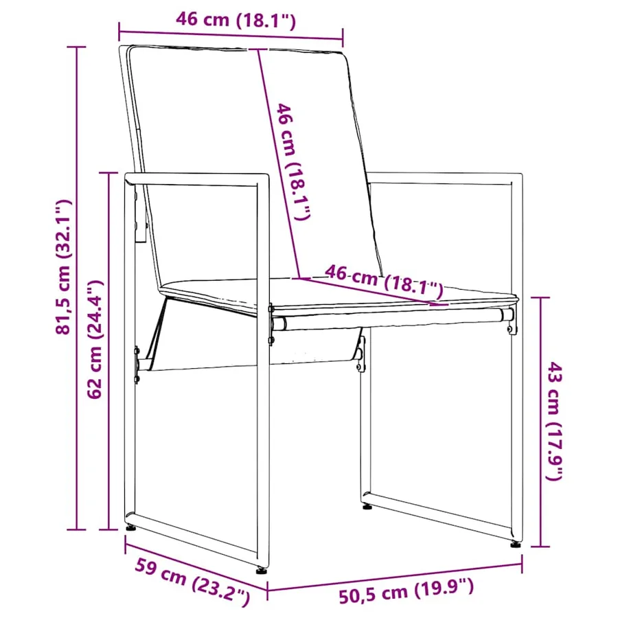 Ensemble de salle à manger pour jardin 7 pcs Noir Acier - 12