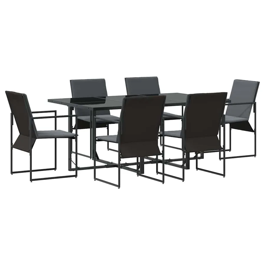 Ensemble de salle à manger pour jardin 7 pcs Noir Acier - 2