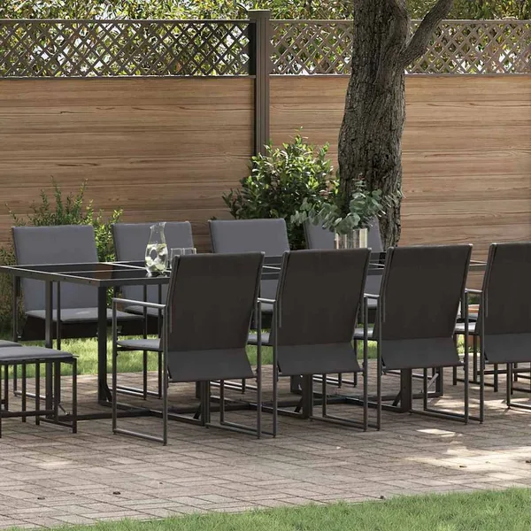 Ensemble de salle à manger pour jardin 13 pcs Noir Acier