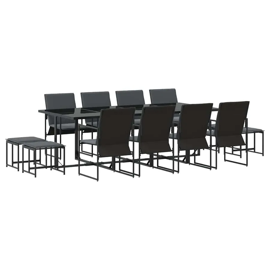 Ensemble de salle à manger pour jardin 13 pcs Noir Acier - 2