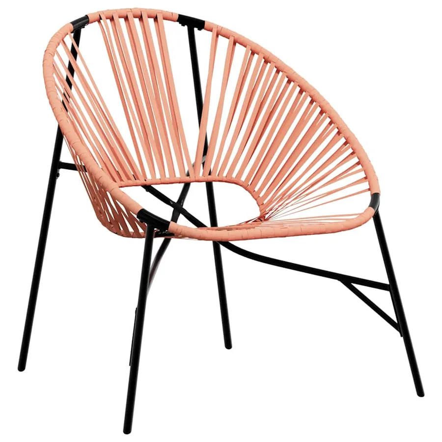 Chaise œuf de jardin noir et orange résine tressée - 2