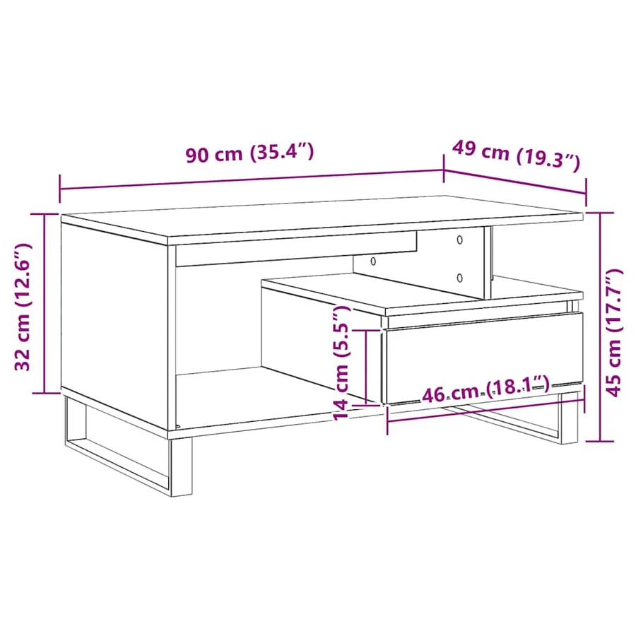 Table basse Chêne noir 90 x 49 x 45 cm Bois d'ingénierie - 12