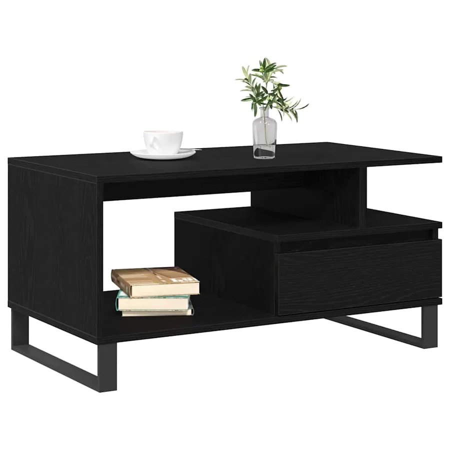Table basse Chêne noir 90 x 49 x 45 cm Bois d'ingénierie - 3