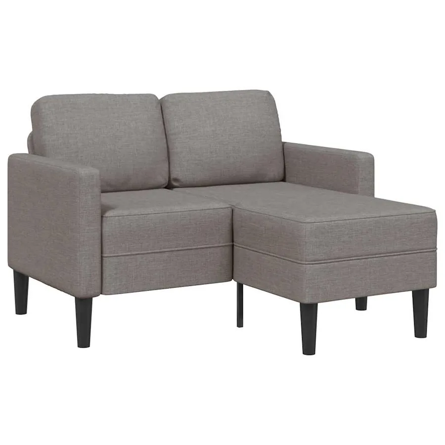 Canapé 2 places avec méridienne en L taupe 125 cm tissu