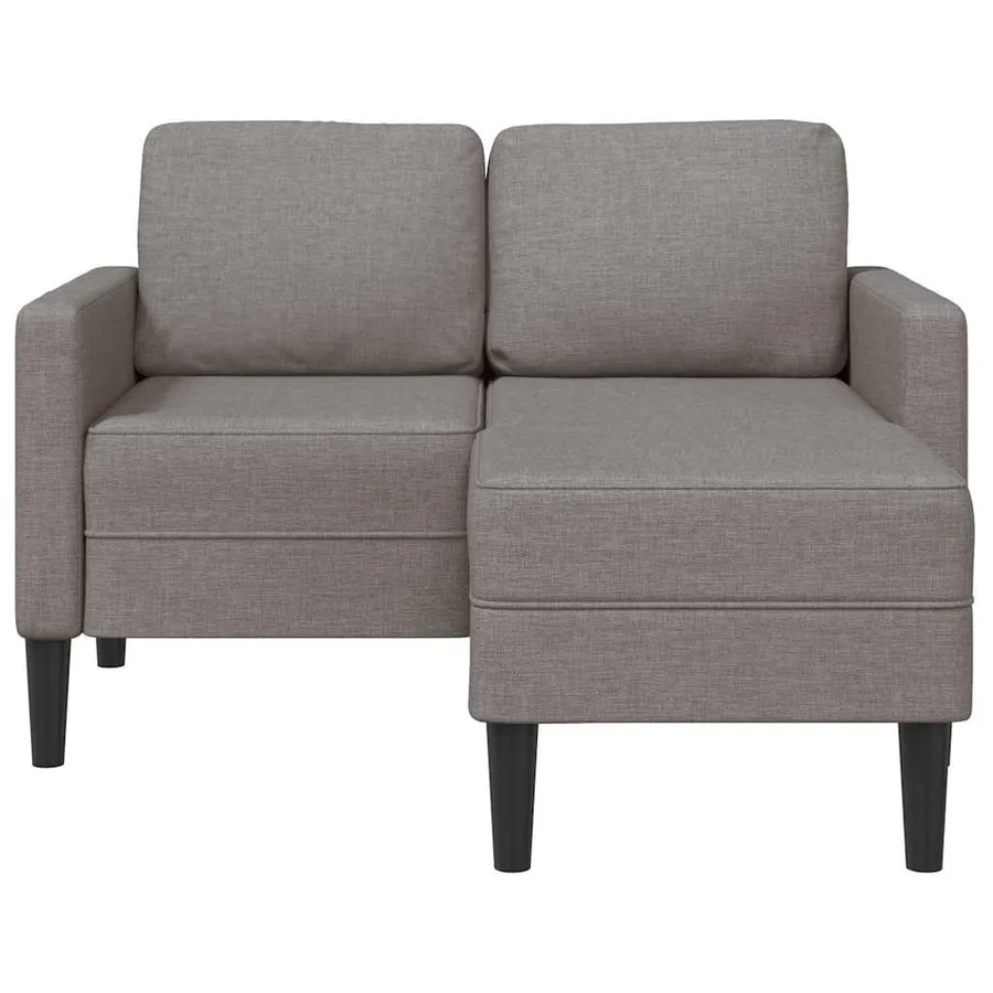 Canapé 2 places avec méridienne en L taupe 125 cm tissu - 3