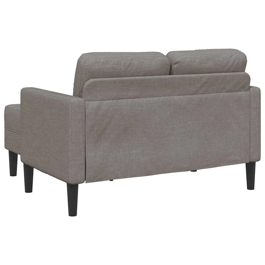 Canapé 2 places avec méridienne en L taupe 125 cm tissu - 5