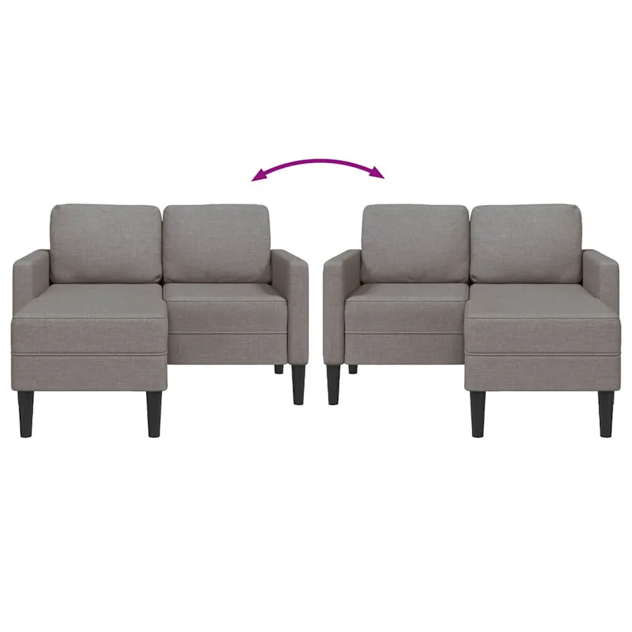Canapé 2 places avec méridienne en L taupe 125 cm tissu - 6