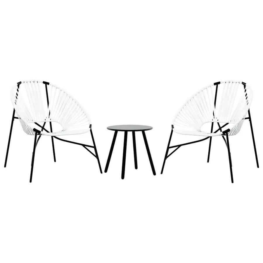 Lot de 3 Chaise de jardin noir et blanc résine tressée - 2