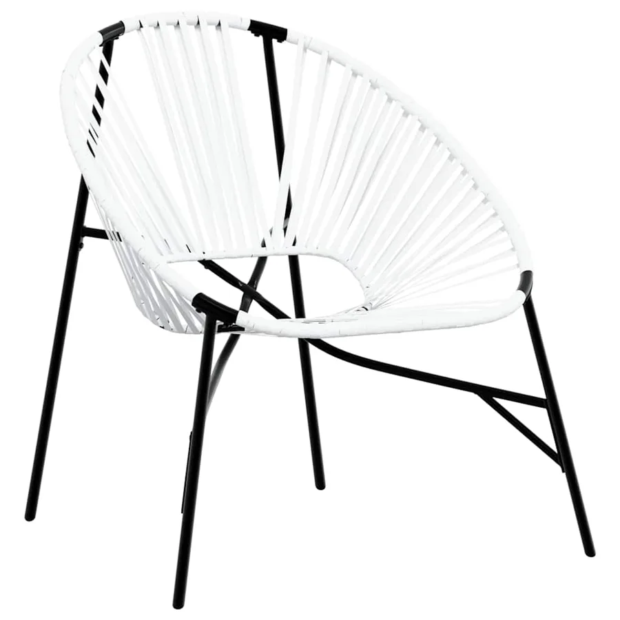 Lot de 3 Chaise de jardin noir et blanc résine tressée - 3