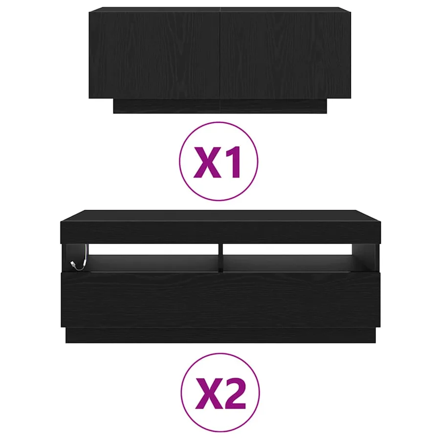 Ensemble meuble TV Montage mural 3 pcs Noir 300 x 35 x 40 cm - 11
