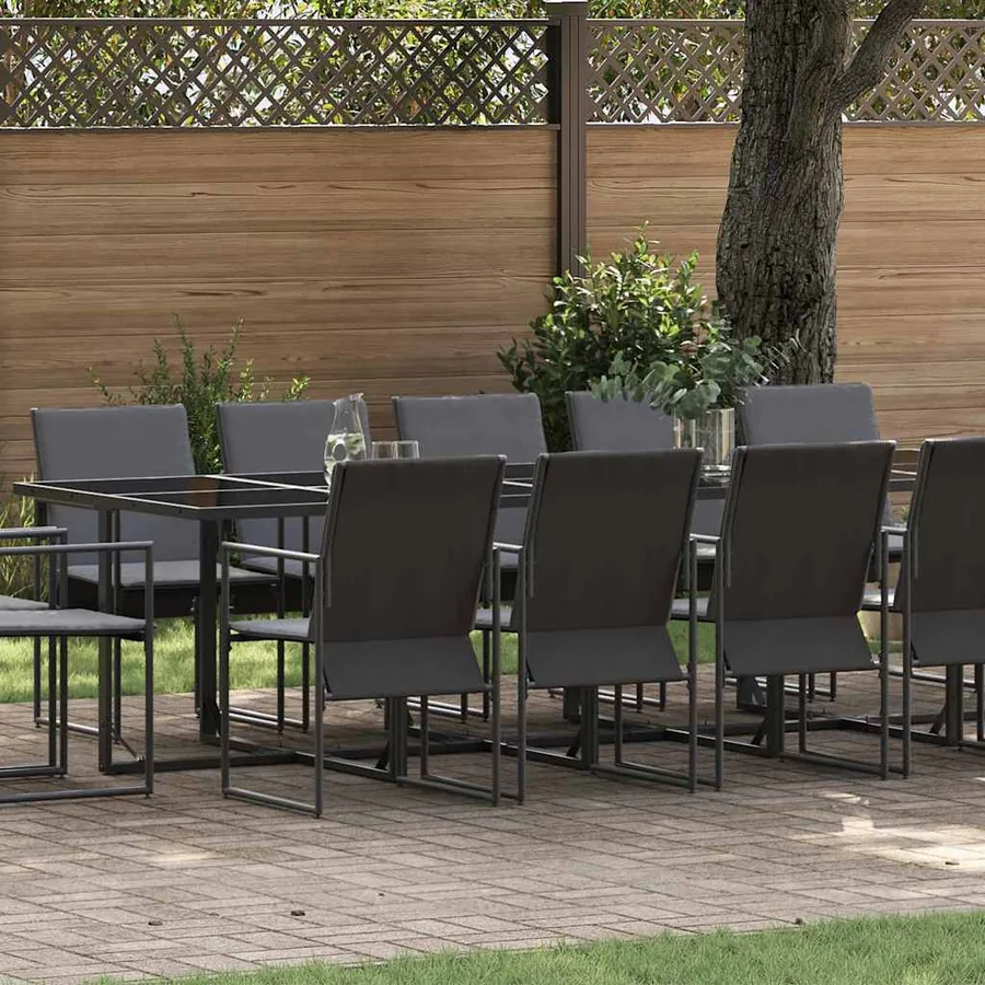 Ensemble de salle à manger pour jardin 15 pcs Noir Acier