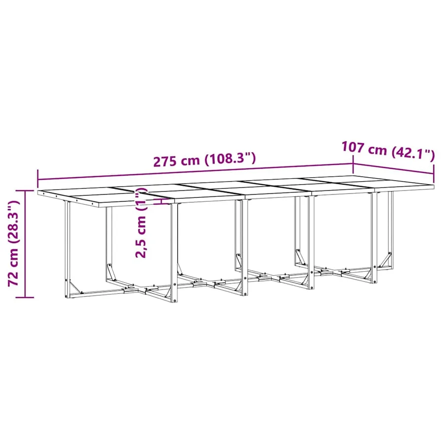Ensemble de salle à manger pour jardin 15 pcs Noir Acier - 11