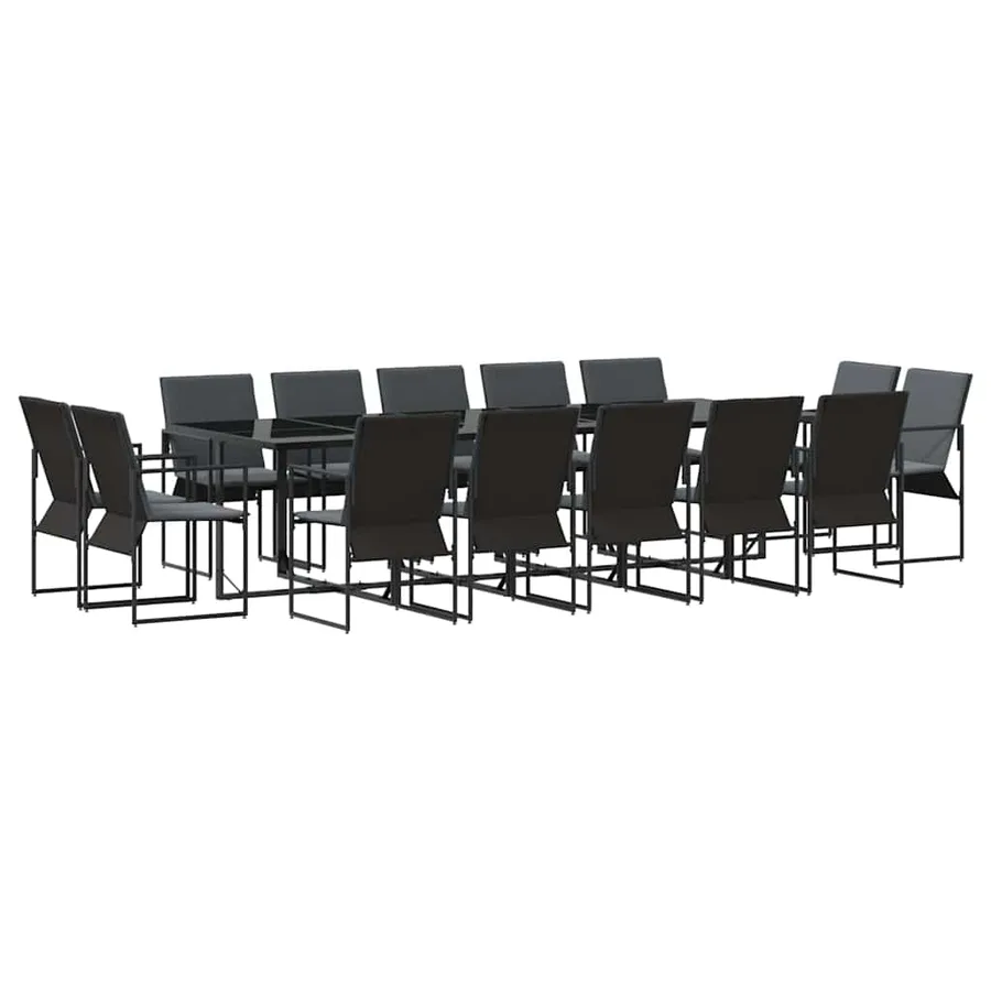 Ensemble de salle à manger pour jardin 15 pcs Noir Acier - 2