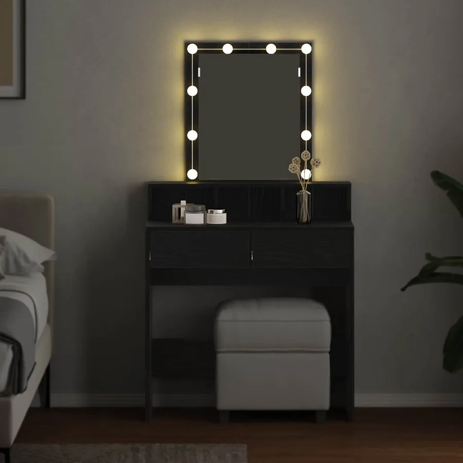 Coiffeuse Chêne noir 80 x 41 x 144,5 cm Bois d'ingénierie - 4