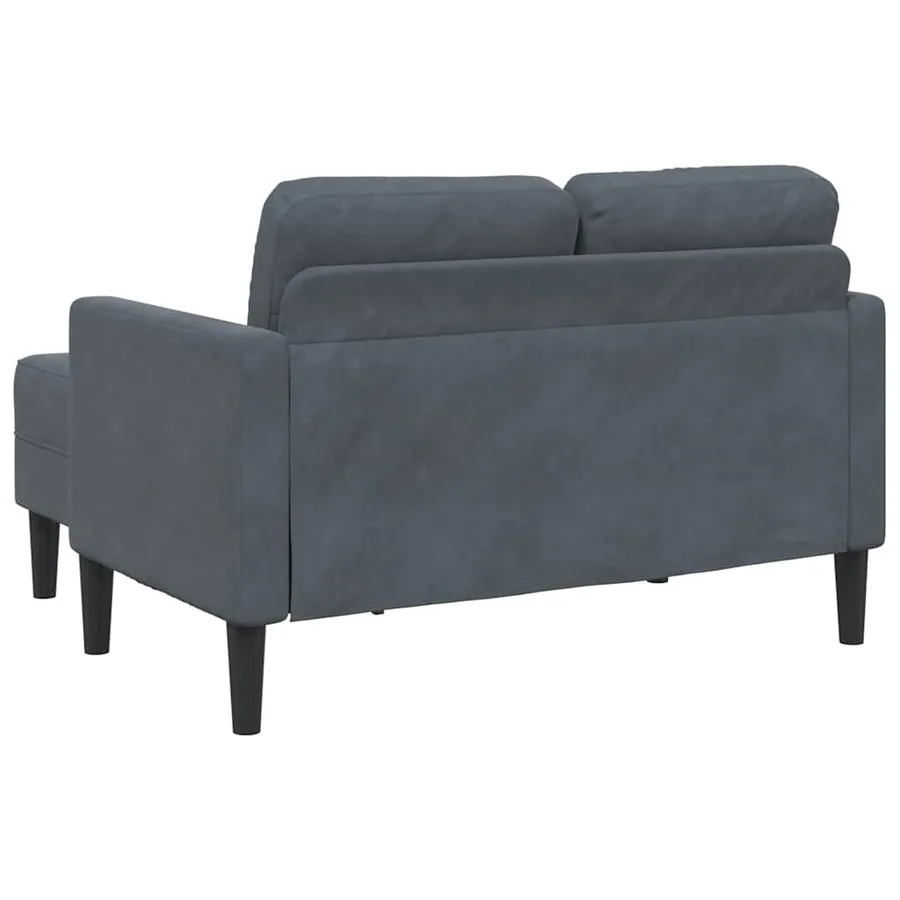 Canapé 2 places avec méridienne en L gris foncé 125 cm velours - 6