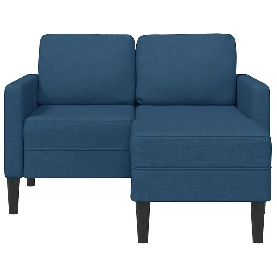 Canapé 2 places avec méridienne en L bleu 125 cm tissu - 3