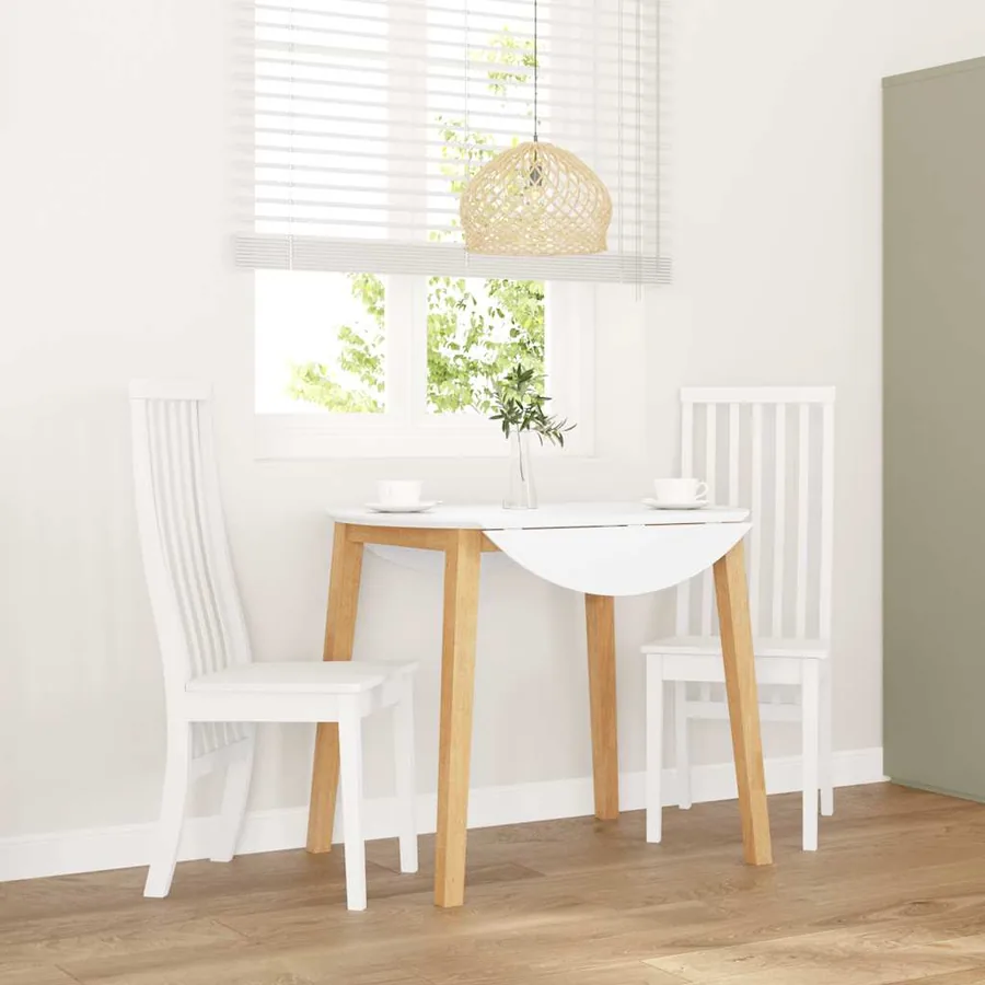 Chaises à manger 2 pcs blanc bois massif caoutchouc
