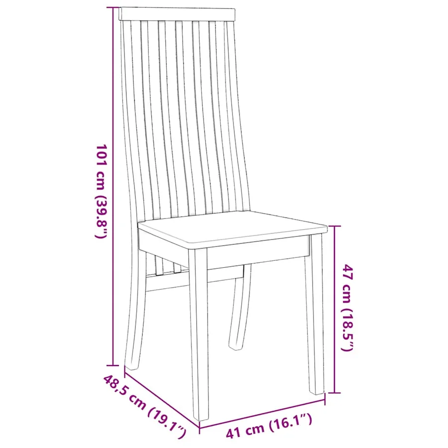 Chaises à manger 2 pcs blanc bois massif caoutchouc - 9