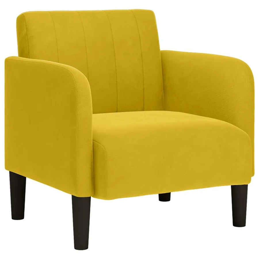 Fauteuil avec accoudoirs jaune 54 cm velours - 2