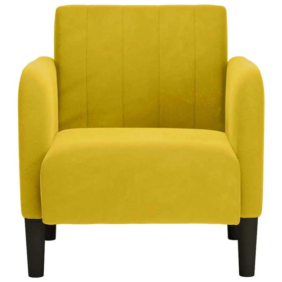 Fauteuil avec accoudoirs jaune 54 cm velours - 3