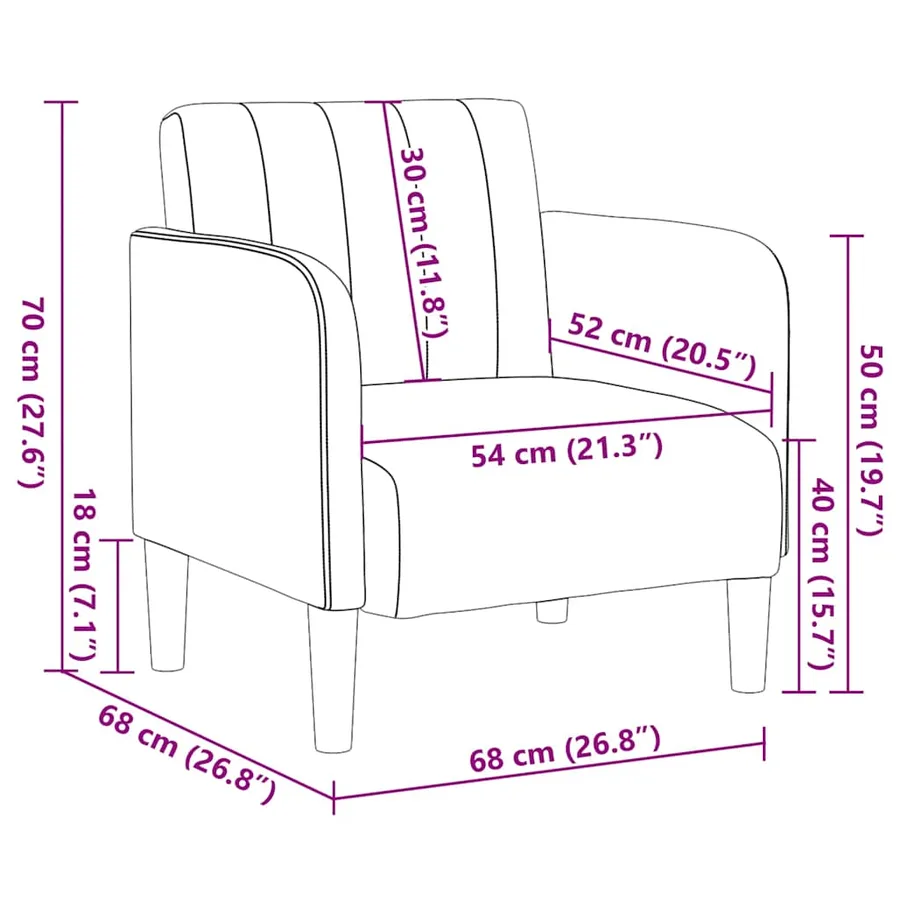 Fauteuil avec accoudoirs jaune 54 cm velours - 8