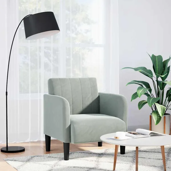 Fauteuil avec accoudoirs gris clair 54 cm velours