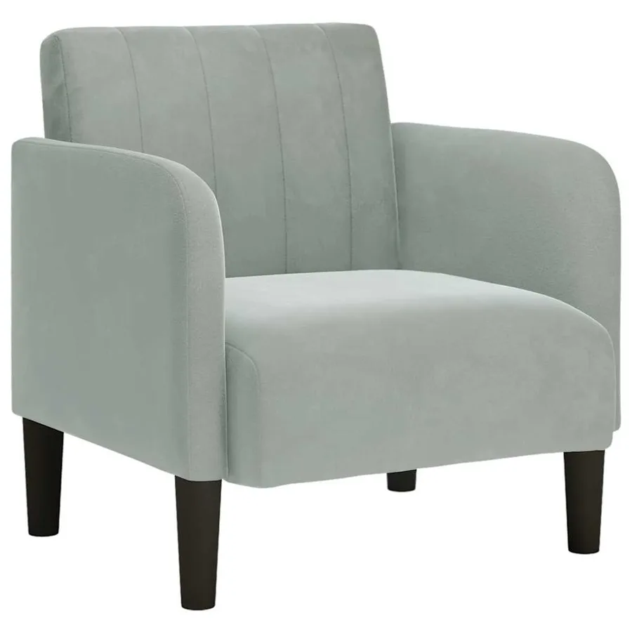 Fauteuil avec accoudoirs gris clair 54 cm velours - 2