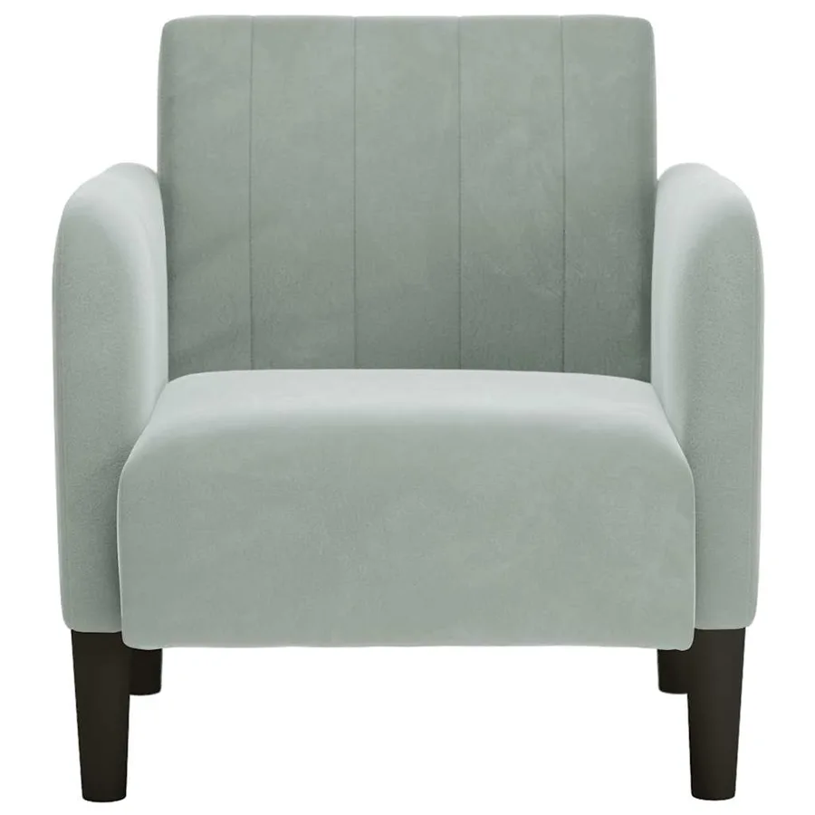Fauteuil avec accoudoirs gris clair 54 cm velours - 3