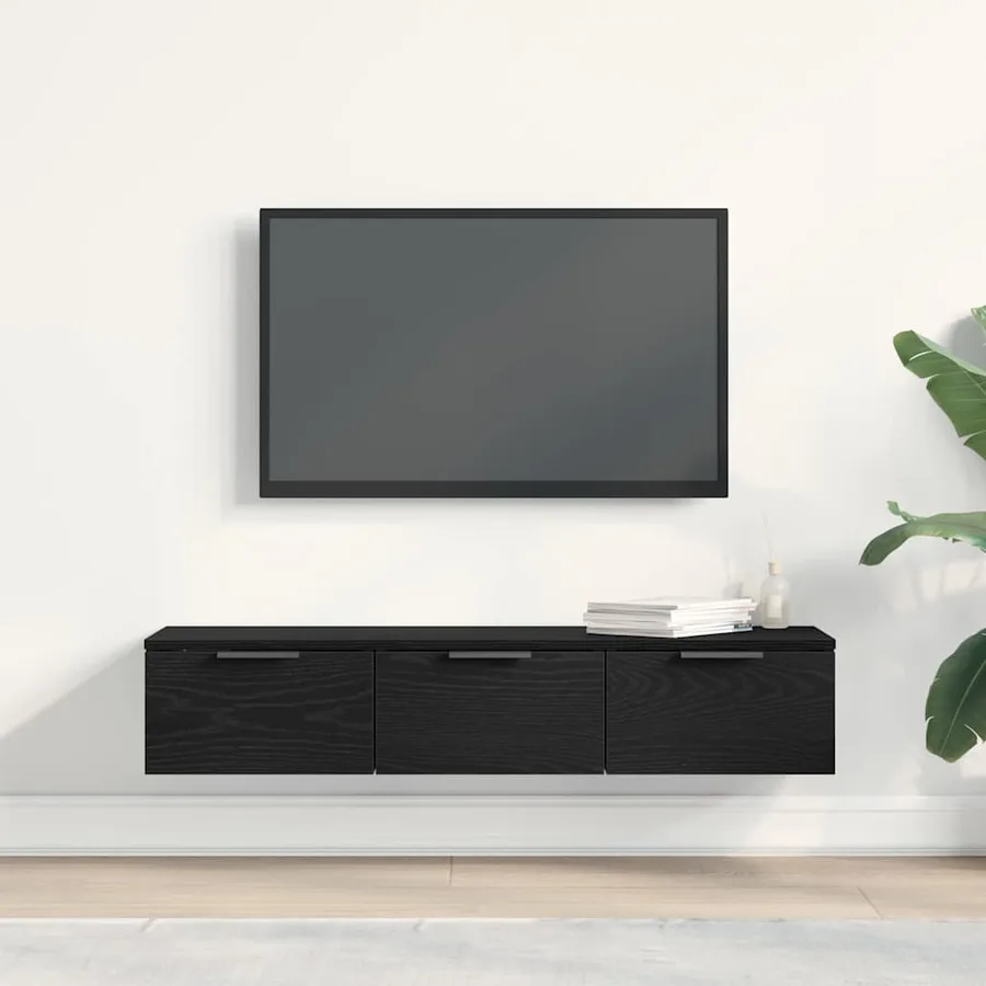 Meuble mural Chêne noir 102 x 30 x 20 cm Bois d'ingénierie - 4
