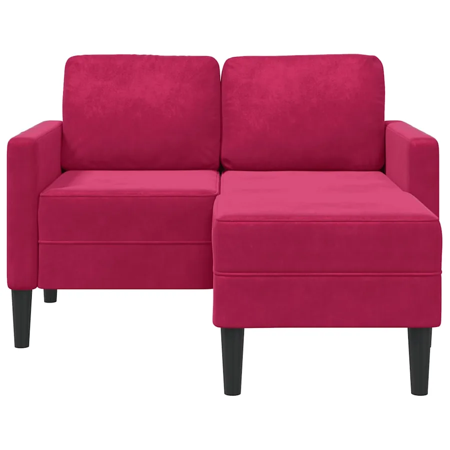 Canapé 2 places avec méridienne en L rouge bordeaux 125 cm - 4