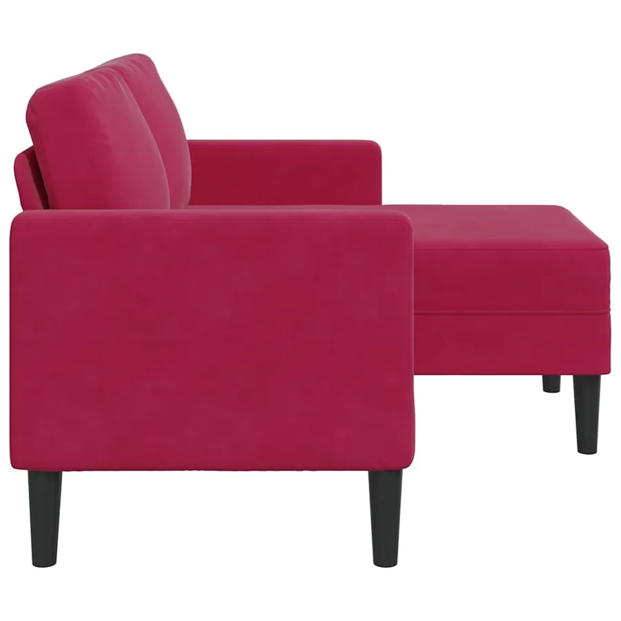 Canapé 2 places avec méridienne en L rouge bordeaux 125 cm - 5