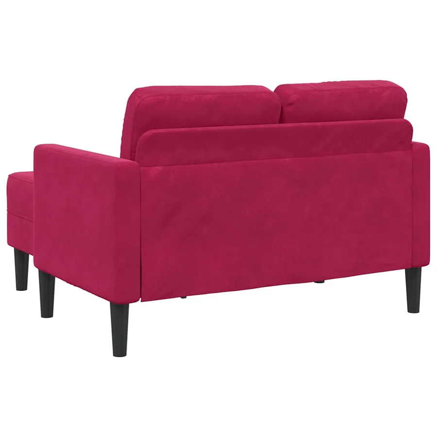 Canapé 2 places avec méridienne en L rouge bordeaux 125 cm - 6