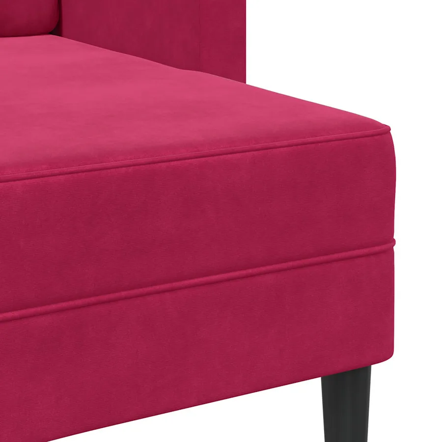 Canapé 2 places avec méridienne en L rouge bordeaux 125 cm - 8