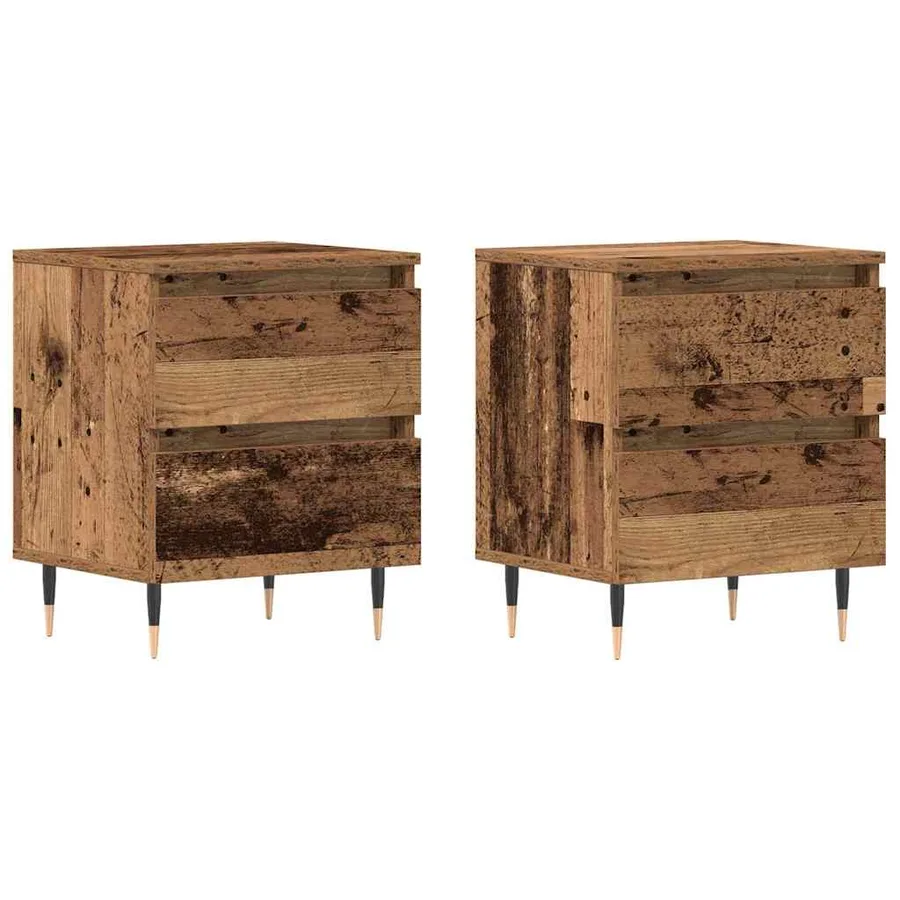 Cabinet de chevet avec tiroir 2 pcs Bois ancien 40 x 35 x 50 cm - 2