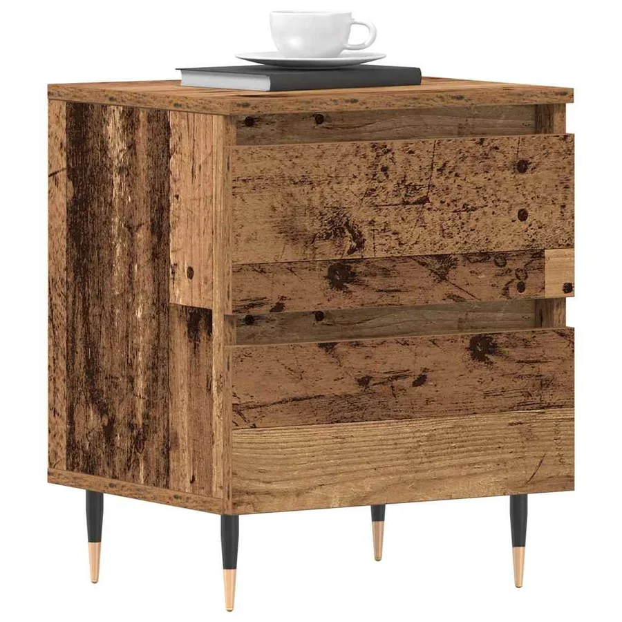 Cabinet de chevet avec tiroir 2 pcs Bois ancien 40 x 35 x 50 cm - 3