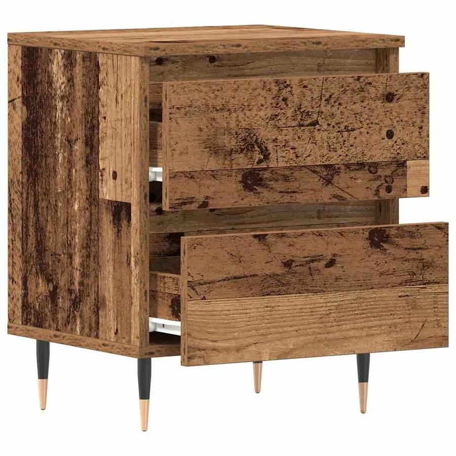 Cabinet de chevet avec tiroir 2 pcs Bois ancien 40 x 35 x 50 cm - 5