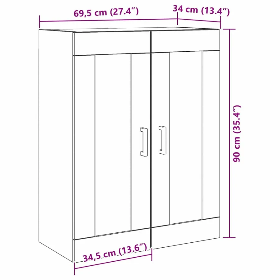 Meuble mural Chêne artisanal 69,5 x 34 x 90 cm - 13