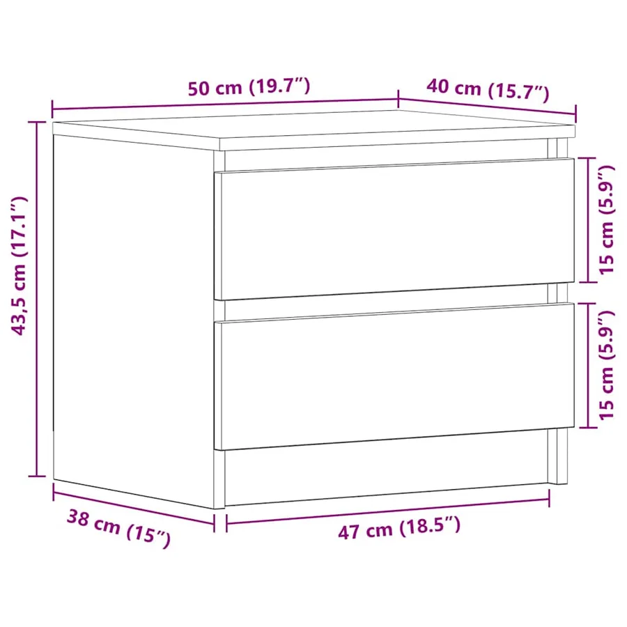 Cabinet de chevet avec tiroir Chêne noir 50 x 40 x 43,5 cm - 12