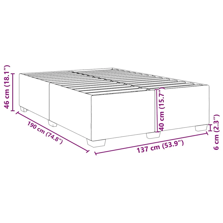 Cadre de lit sans matelas noir 137 x 190 cm similicuir - 9