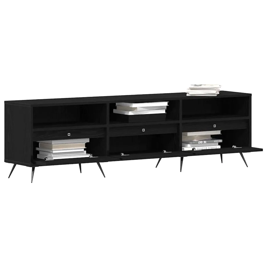 Meuble TV Chêne noir 150 x 30 x 44,5 cm Bois d'ingénierie - 3