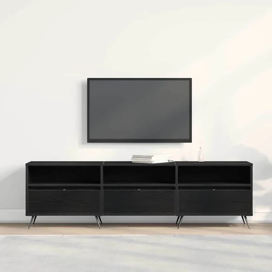 Meuble TV Chêne noir 150 x 30 x 44,5 cm Bois d'ingénierie - 4