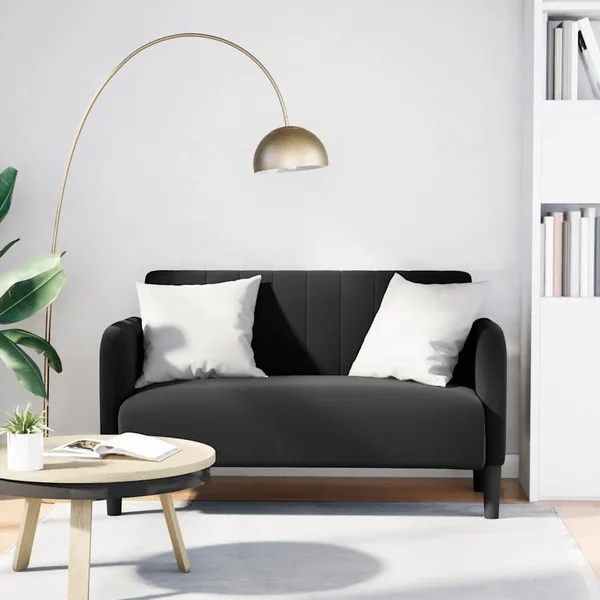 Canapé causeuse noir 109 cm velours