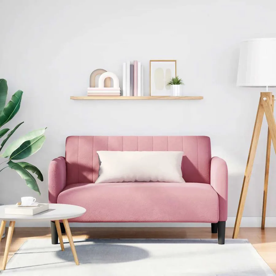 Canapé causeuse rose 109 cm velours