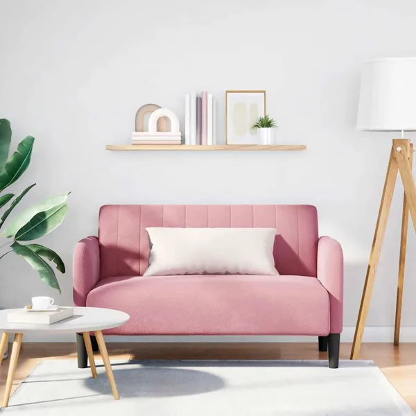 Canapé causeuse rose 109 cm velours